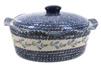 Polish Pottery Tulip Large Oval Baker with Lid