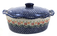 Polish Pottery Garden Bouquet Large Oval Baker with Lid