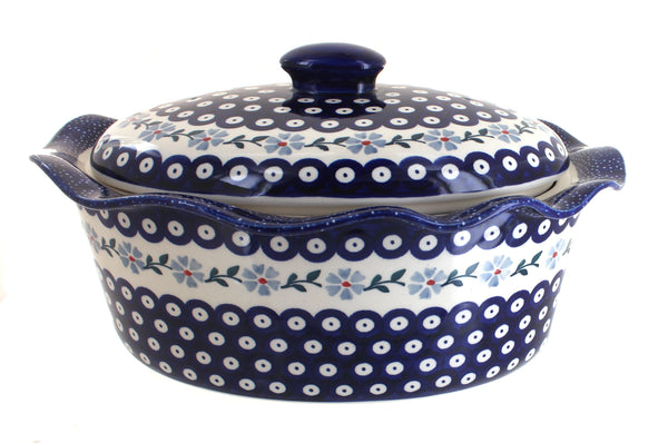 Blue Violet Large Oval Baker with Lid