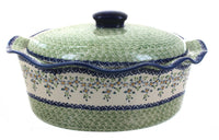 Polish Pottery Summer Vine Large Oval Baker with Lid