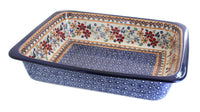 Polish Pottery Red Daisy Large Rectangular Baker