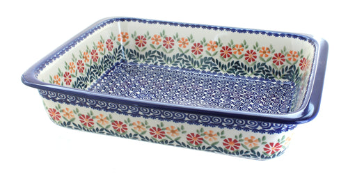 Polish Pottery Garden Bouquet Large Rectangular Baker