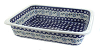 Polish Pottery Blue Violet Large Rectangular Baker