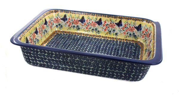 Blue Butterfly Large Rectangular Baker