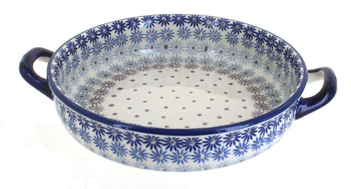 Polish Pottery Harmony Small Round Baker with Handles