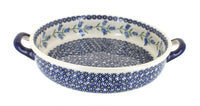 Polish Pottery Tulip Small Round Baker With Handles