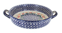 Polish Pottery Garden Bouquet Small Round Baker With Handles
