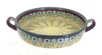 Polish Pottery Sunshine Grotto Small Round Baker with Handles