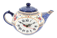 Polish Pottery Red Daisy Mantle Teapot Clock