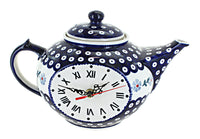 Polish Pottery Blue Violet Mantle Teapot Clock
