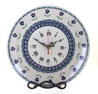 Polish Pottery Blue Daisy Clock