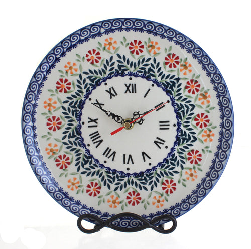Polish Pottery Garden Bouquet Clock