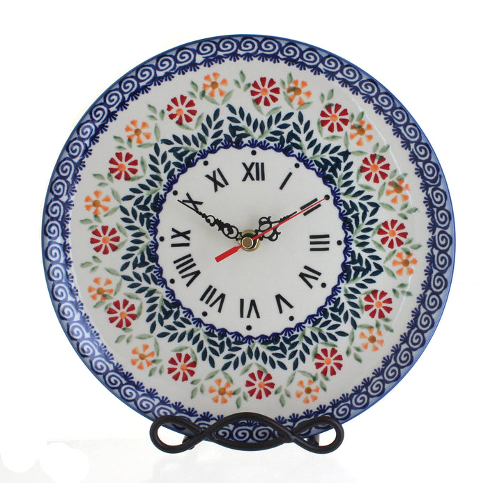 Polish Pottery Garden Bouquet Clock