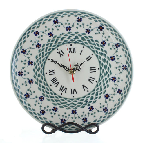 Polish Pottery Sage Floral Clock