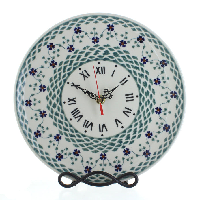 Polish Pottery Sage Floral Clock