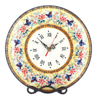 Polish Pottery Blue Butterfly Clock