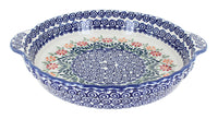 Polish Pottery Garden Bouquet Pie Plate with Handles
