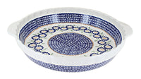 Polish Pottery Peach Blossom Pie Plate with Handles