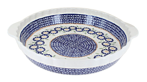 Polish Pottery Peach Blossom Pie Plate with Handles