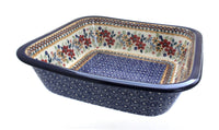 Polish Pottery Red Daisy Large Square Baker