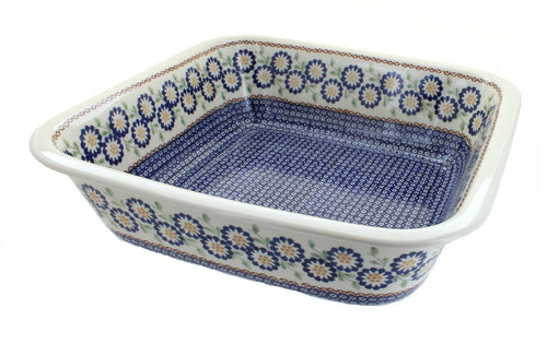 Polish Pottery Peach Blossom Large Square Baker