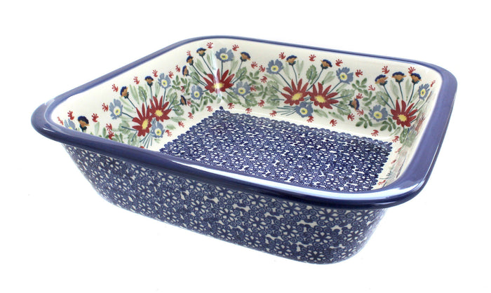 Polish Pottery Jungle Bouquet Large Square Baker