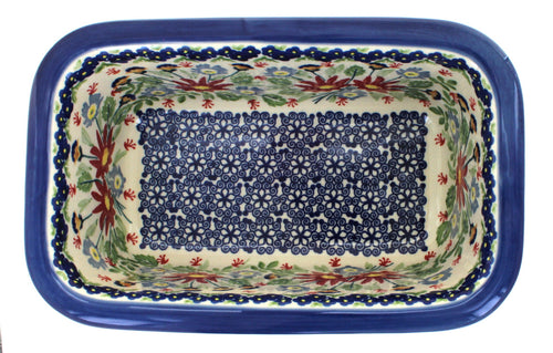 Jungle Bouquet Loaf Baker Polish Pottery