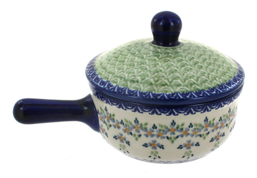 Polish Pottery Summer Vine Sauce Pot with Lid