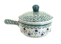 Sage Floral Sauce Pot with Lid Polish Pottery