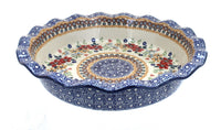 Polish Pottery Red Daisy Pie Plate