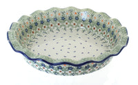 Polish Pottery Green Daisy Pie Plate