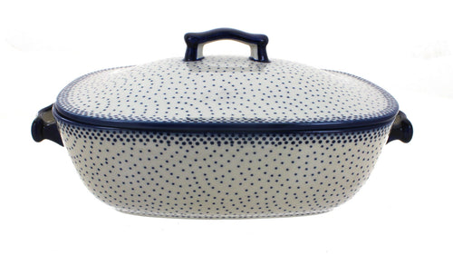 Polish Pottery Small Dots Roaster with Lid