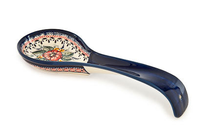 Floral Butterfly Large Spoon Rest Polish Pottery