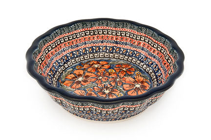 Jungle Flower Medium Scallop Bowl Polish Pottery