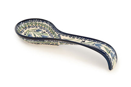 Blue Tulip Large Spoon Rest Polish Pottery