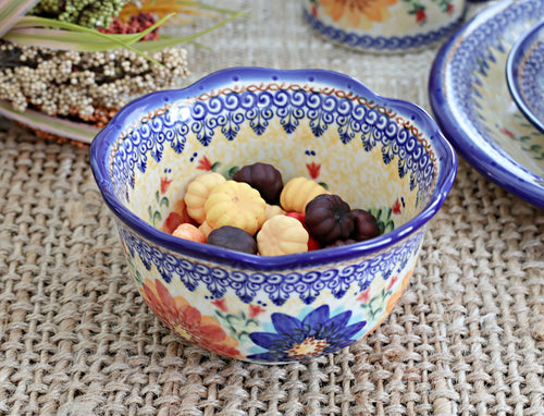 Autumn Burst Small Deep Scallop Bowl Polish Pottery