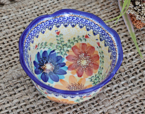 Autumn Burst Small Deep Scallop Bowl Polish Pottery