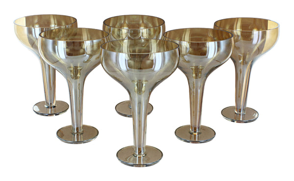Amber Iridescent/Luster Grey Champagne Coupe - Set of 6