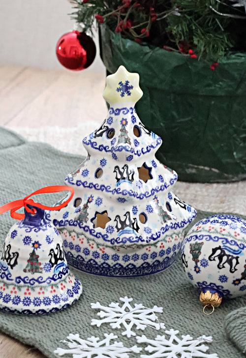 Arctic Holidays Christmas Tree Luminary Polish Pottery