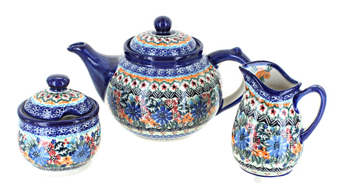 Polish Pottery Ashley 3 Piece Tea Set