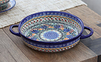 Ashley Small Round Baker with Handles Polish Pottery
