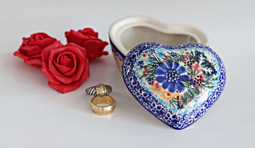 Ashley Small Heart Box Polish Pottery