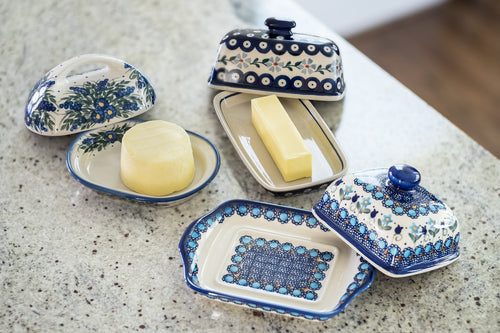 Hyacinth Butter Dish Polish Pottery