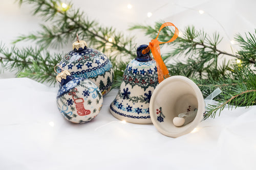 Holiday Pine Large Christmas Ball Polish Pottery