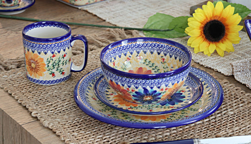 Autumn Burst 16 Piece Dinner Set Polish Pottery