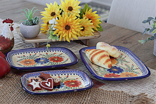 Autumn Burst Large Rectangular Serving Platter Polish Pottery
