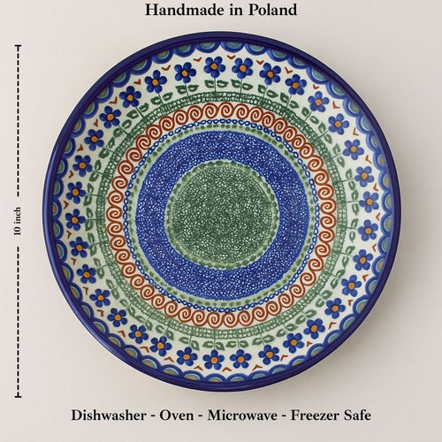 Aztec Flower Dinner Plate Polish Pottery