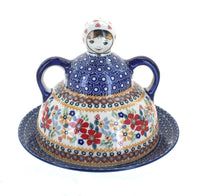 Polish Pottery Red Daisy Cheese Lady