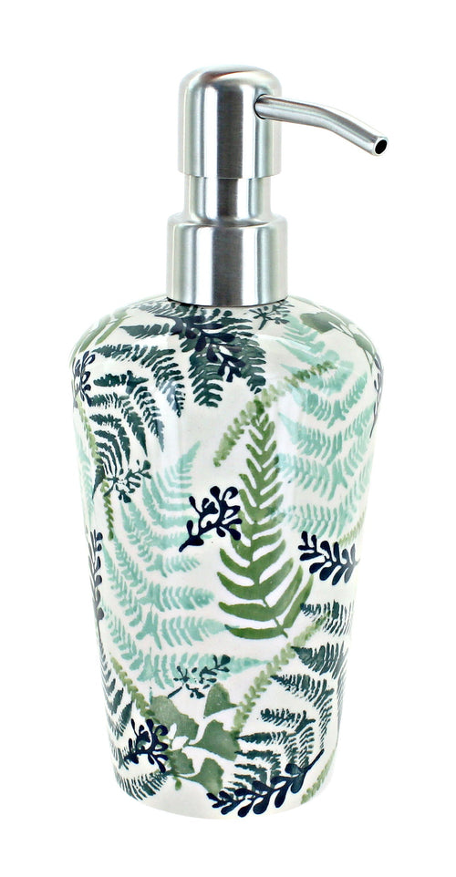 Polish Pottery Woodland Fern Soap Dispenser