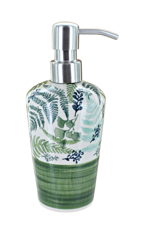 Polish Pottery Floating Fern Soap Dispenser